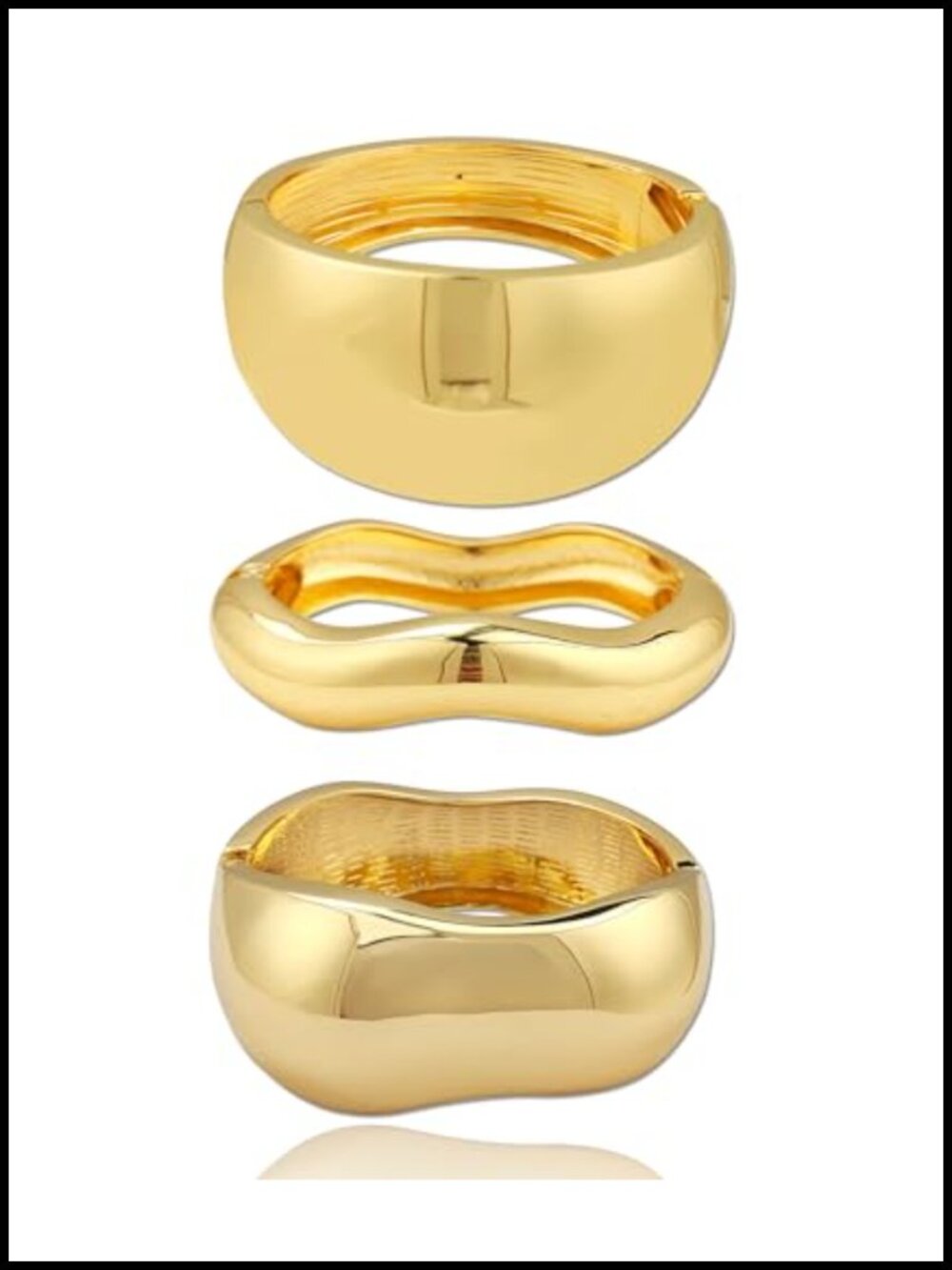 Women's Chunky Gold Plated Cuff Bracelet Set Stackable Statement Bangle Jewelry